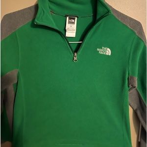North Face quarter zip green dark gray jacket